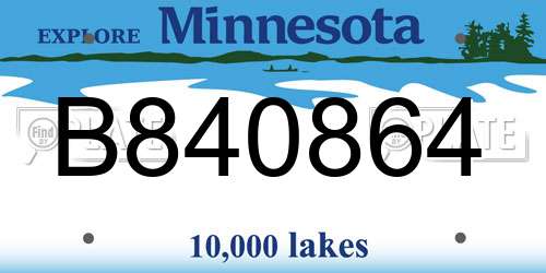 B840864 Minnesota License Plate