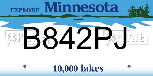 B842PJ Minnesota License Plate