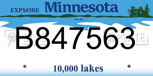 B847563 Minnesota License Plate