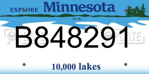 B848291 Minnesota License Plate