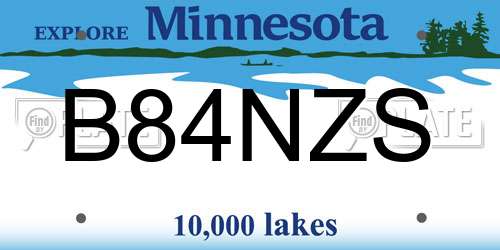 B84NZS Minnesota License Plate