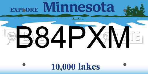 B84PXM Minnesota License Plate