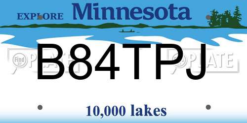 B84TPJ Minnesota License Plate