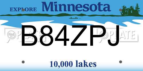 B84ZPJ Minnesota License Plate