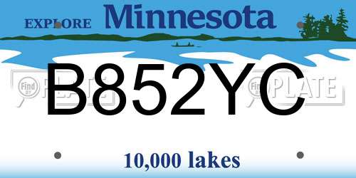 B852YC Minnesota License Plate