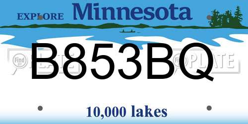 B853BQ Minnesota License Plate