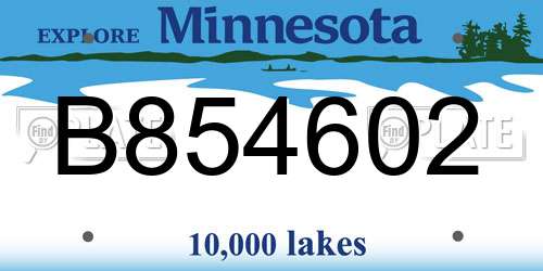 B854602 Minnesota License Plate