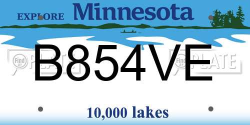 B854VE Minnesota License Plate
