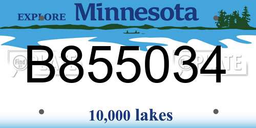 B855034 Minnesota License Plate