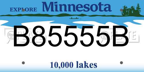 B85555B Minnesota License Plate