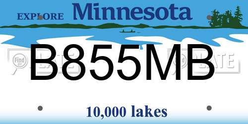 B855MB Minnesota License Plate