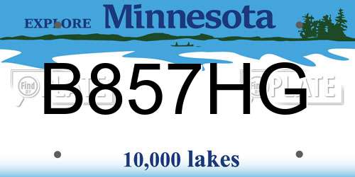 B857HG Minnesota License Plate