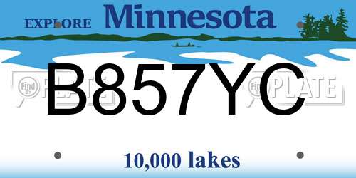 B857YC Minnesota License Plate