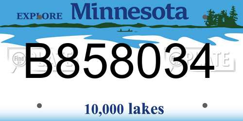 B858034 Minnesota License Plate