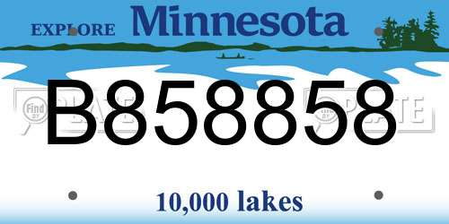 B858858 Minnesota License Plate