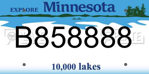 B858888 Minnesota License Plate
