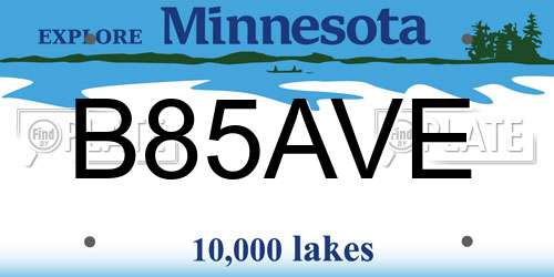 B85AVE Minnesota License Plate