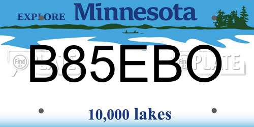 B85EBO Minnesota License Plate
