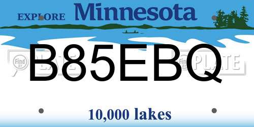 B85EBQ Minnesota License Plate