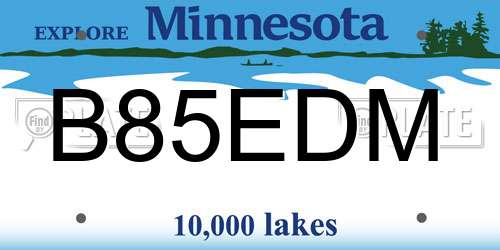 B85EDM Minnesota License Plate