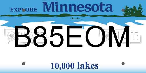 B85EOM Minnesota License Plate