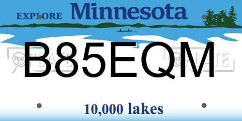B85EQM Minnesota License Plate