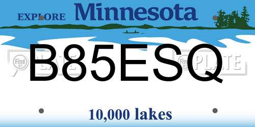 B85ESQ Minnesota License Plate