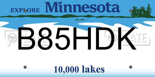 B85HDK Minnesota License Plate