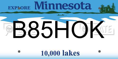 B85HOK Minnesota License Plate