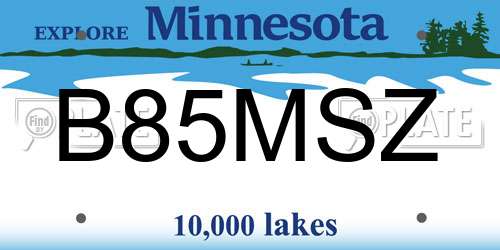 B85MSZ Minnesota License Plate