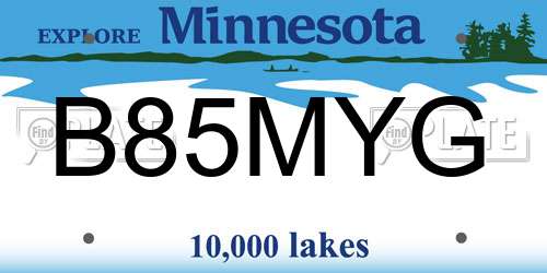 B85MYG Minnesota License Plate