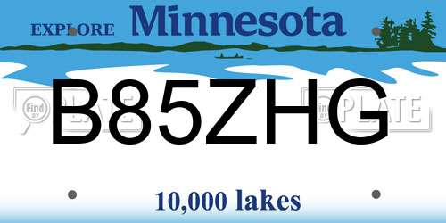 B85ZHG Minnesota License Plate
