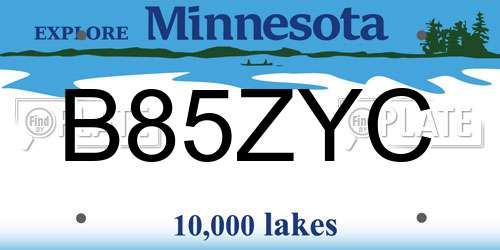 B85ZYC Minnesota License Plate