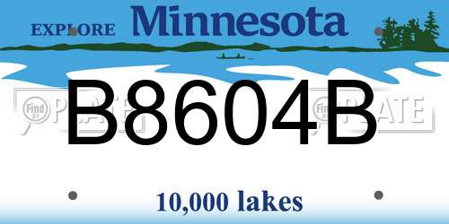 B8604B Minnesota License Plate