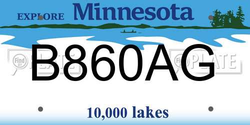 B860AG Minnesota License Plate