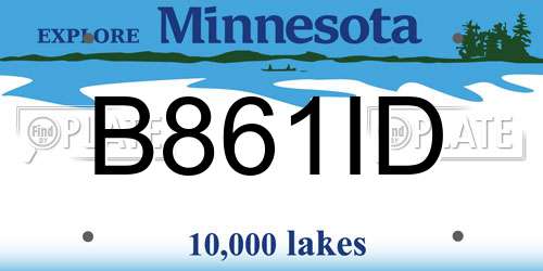 B861ID Minnesota License Plate