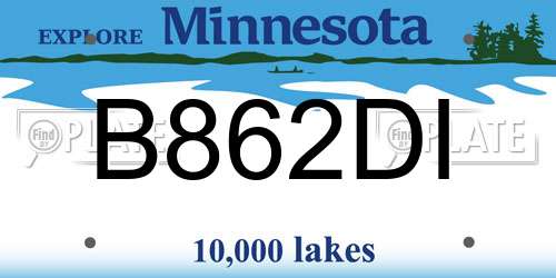 B862DI Minnesota License Plate