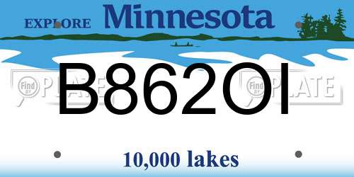 B862OI Minnesota License Plate