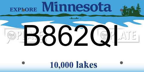 B862QI Minnesota License Plate