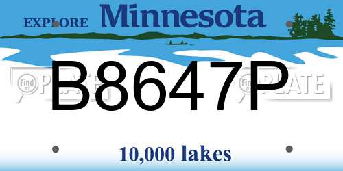 B8647P Minnesota License Plate