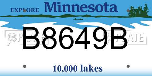 B8649B Minnesota License Plate