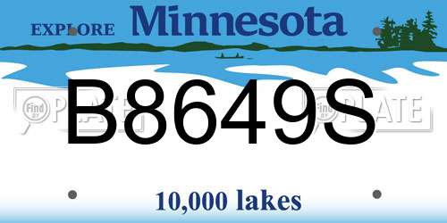 B8649S Minnesota License Plate