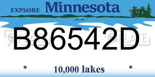 B86542D Minnesota License Plate