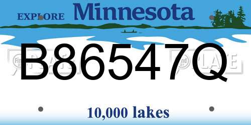 B86547Q Minnesota License Plate