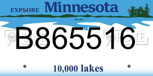 B865516 Minnesota License Plate