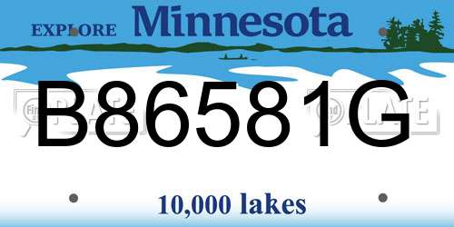 B86581G Minnesota License Plate