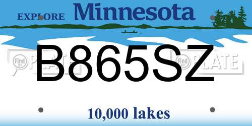 B865SZ Minnesota License Plate