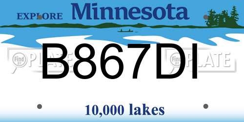 B867DI Minnesota License Plate