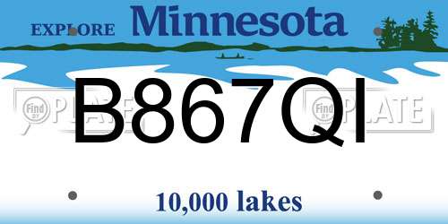 B867QI Minnesota License Plate