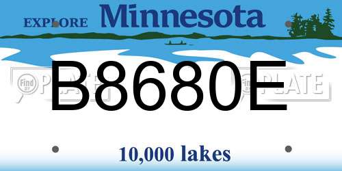 B8680E Minnesota License Plate